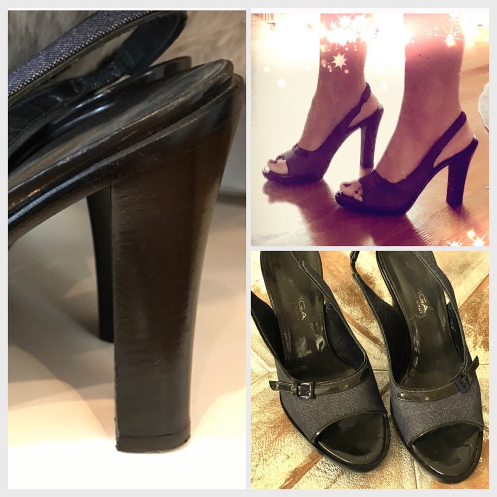 Via Spiga heels vintage Stacked Slingbacks